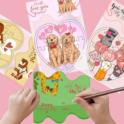 Valentine Heart Puzzle Toy, Cartoon Heart Jigsaw Puzzle, Valentine's Day Puzzle for Kids, Early Education Valentine Toy, Eltern-Kild Interaktion Puzzle, Herz Shape Jigsaw Game for Valentines