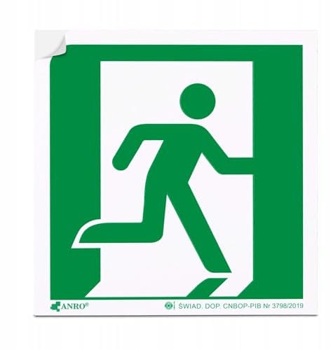 PRINTIMA Rettungsweg Notausgang (rechts) Nachleuchtender Sicherheits-Aufkleber – Fluchtweg Notausgang, 15x15cm, Selbstklebendes Rettungszeichen für Türen & Wände