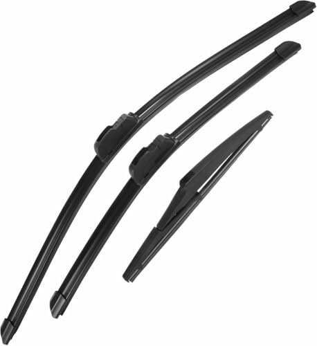 JUWENFF 24 18 10 Scheibenwischer Set Vorne Hinten Scheibenwischer Wischerblätter Set für Jeep Compass 2018-2022 mit Haken J/U - 3er Pack Schwarz