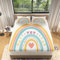 3D Spannbettlaken 140x200 Regenbogen Bettlaken Weiches Atmungsaktiv Spannbetttücher Regenbogen Mikrofaser Spannbetttuch Tiefe Tasche 30 cm Mit 2 Kissenbezügen 80x80 cm G4821