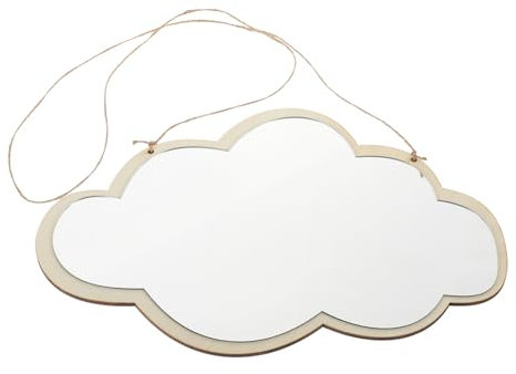 GRIRIW Miroir Mural Bois Suspendu Forme Nuage Miroir Décoration Chambre Garçon Fille Salle Bain Mignon