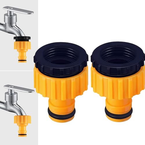 2 Stück Wasserhahn Adapter,2-in-1 Garten Schraubgewinde Hahnverbinder, für Wasserhahn Schlauch Anschluss, Gartenschlauchanschluss Adapter, 1/2 Zoll 3/4 Zoll Kunststoff Schlauchanschluss