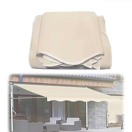 Ersatzstoff für einziehbare Gelenkarmmarkisen Markisenersatzstoff Stoff mit UV-Schutz für den Außenbereich, Gartenmarkise, Ersatzstoff, Sonnenschutz, Unterstand für Hof, Deck, Balkon(Beige,3.6*2m)