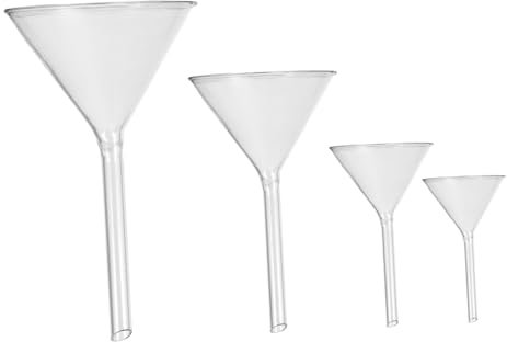 Healifty 4pcs Short Tube Glass Funnel Lab Filter Funnel for Bottles Transferring Liquids Chemistry Lab
