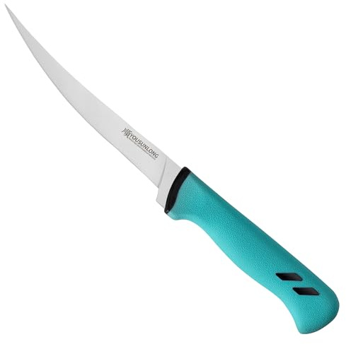 YOUSUNLONG Cuchillo Cuchillo de filete premium para pesca - Hoja flexible de alto carbono de 180 mm para filetear y deshuesar pescado limpiamente - Cuchillo de pesca ideal para salmón, trucha y lubina