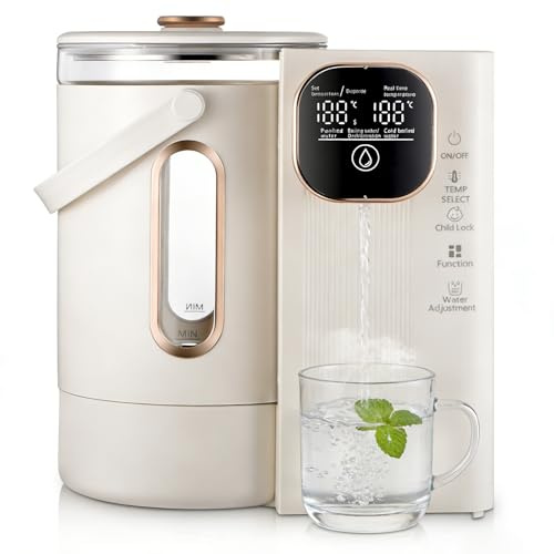 3L Heißwasserspender, kochend heißer Wasserspender Temperaturen und Mengenregelung mit abnehmbarem Wassertank, instant heißes Wasser 45-95°C, mit Touchscreen und Kindersicherung