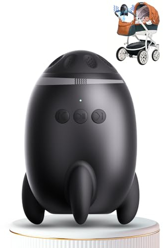 Kinderwagenschaukler, Wiederaufladbar Schlafhilfe für Baby mit 0-7000 U/min und Timer, kinderwagen Schaukler mit 11 White Noise Universell für Kinderwagen und Buggy, Schwarz