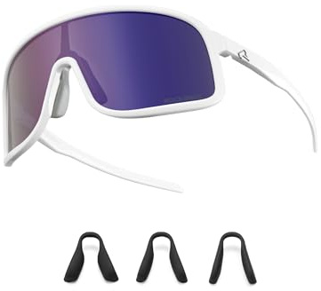 ROCKBROS Polarisierte Fahrradbrille Sonnenbrille, UV400 Schutz, Ultraleicht TR90 Rahmen Sportbrille, Austauschbare Nasenpads Cycling Glasses für Herren Damen Radfahren MTB Laufen