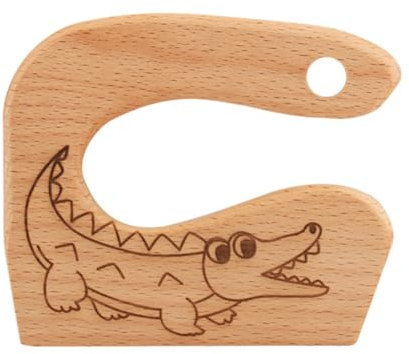 SOPOTUTU Couteau en Bois Sécuritaire pour Garçon et Filles, Cuisine Éducatif, Coupe-légumes et Fruits Doux, Manche Rond Ergonomique, pour Tout-Petits, Outil de Découpe Ludique et Sûr