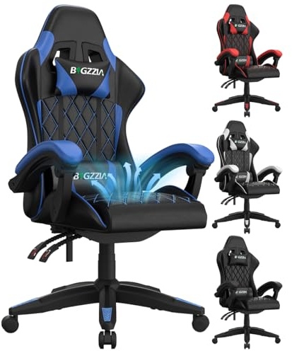 bigzzia Sedie Gaming, Sedie Gaming Ergonomiche con Cuscino Ventilat (Blu)