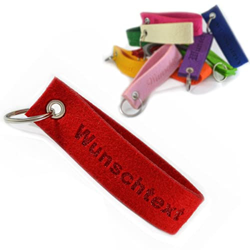 polar-effekt Schlüsselband Anhänger mit Gravur aus Filz - Schlüsselanhänger Personalisierte Geschenkidee zum Geburtstag - Individuelle Geschenk Schmuck - Farbe rot