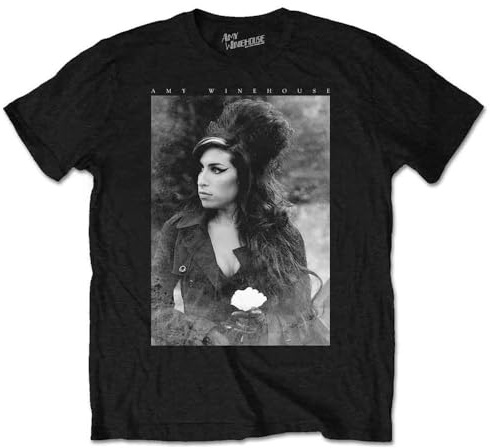 Amy Winehouse Flower Portrait logo Official new Black T Shirt