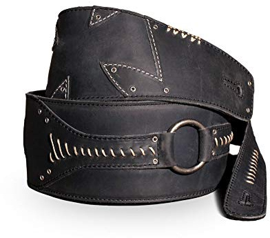 Anthology Gear Gitarrengurt aus Vollnarbenleder, für E-Gitarre und Bassgitarre, kein Viertel, Antikstahl., Standard