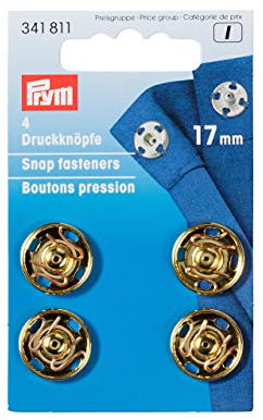 Prym 341811 Annäh-Druckknöpfe MS 17 mm goldfarbig, Gold