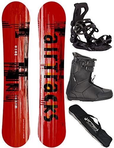 AIRTRACKS Snowboard Set Board Linear Camber Extra Wide 155 + Snowboard Bindung Master + Boots Master QL 43 + Sb Bag