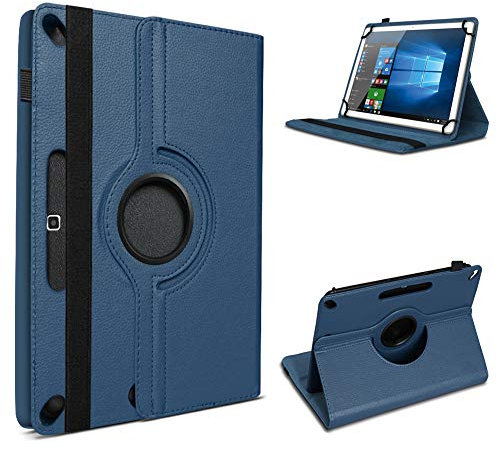UC-Express Robuste Schutzhülle für Ihr Acer Iconia One 10 B3-A32 Tablet aus Kunstleder mit Standfunktion 360° Drehbar Hülle Schutztasche Ständer Tasche 10.1 Zoll Cover Case Etui, Farbe:Blau