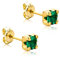 Orovi Damen Goldschmuck mit Edelstein Solitaire Ohrstecker mit Smaragd in Krappenfassung/Gelbgold 9 Karat (375) / Grüner Edelstein, Geburtsstein, rund
