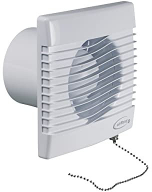 Abluft Ventilator Lüfter 100er 15W 2400 U/min Wohnraumventilator Wandventilator easyPART 1000030584-000 Badventilator mit Zugschalter und Netzstecker für Wand Bad Toilette Feuchtraum