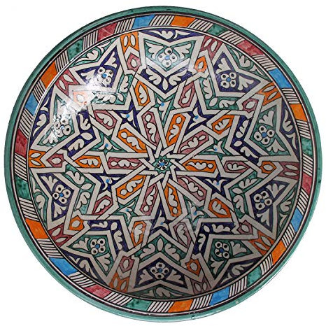 Casa Moro Oriental Mediterranean handmade ceramic fruit salad serving bowl plate „F024 large“ Hand-painted Moroccan ornaments KSF024