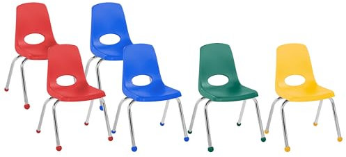 Factory Direct Partners - 10365 Stapelstuhl, stapelbar, mit verchromten Stahlbeinen und Kugelgleitern, 6 Stück