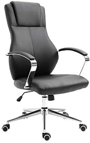SVITA Mellow Bürostuhl Ergonomischer Schreibtischstuhl höhenverstellbar Drehstuhl Armlehnen Racing-Stuhl Chefsessel Kunstleder Schwarz