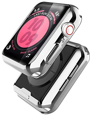 Misxi Schutzhülle für 44mm Apple Watch SE3/SE2/SE/Series6/5/4 | 2-Stück, TPU Hülle mit Displayschutz, Rundum Schutz Case, HD Klar, Ultradünne, 1 Transparente + 1 Silber