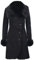 Infinity Leather Damen Warm Schwarz Suede Merino Shearling Schaffell Mantel mit Toscana Kragen M
