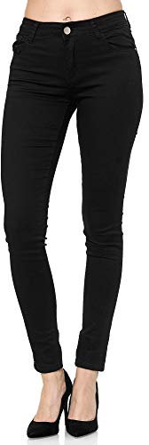 Elara Damen Stretch Hose Push Up Jeans Gummizug Chunkyrayan YA528 Black 36 (S)