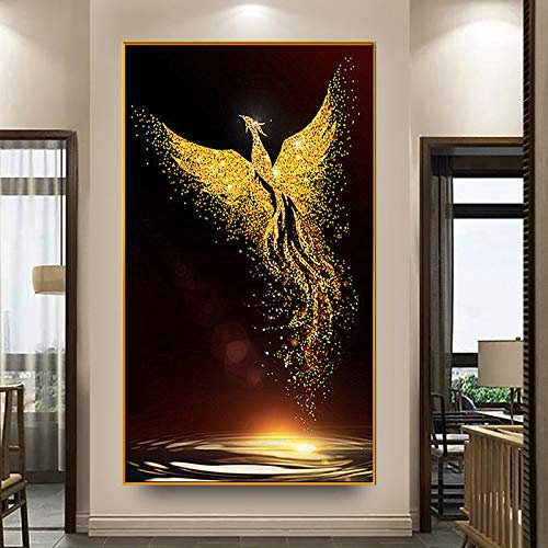 Nicole Knupfer DIY 5D Diamant Painting Diamant Malerei von Leinwandbild Nummer Kit Crystal Strass Stickerei DIY Kreuzstich Arts Craft Decor Golden Diamond Painting (Phönix,40x80cm)