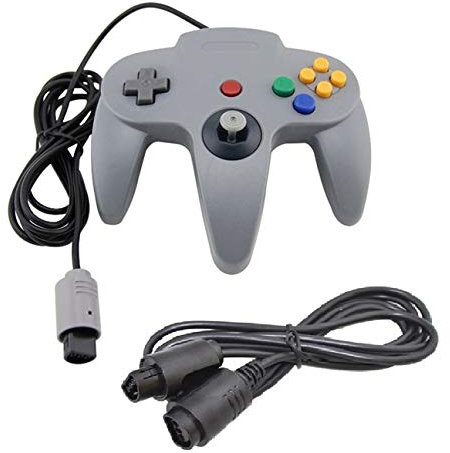 DARLINGTON & Sohns Grauer Controller für Nintendo 64 N64 Joystick Grau Gamepad Joypad + Verlängerung Extansion Verlängerungskabel Gamepad