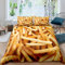 Kinderzimmer Pommes Frites Bettbezug Fried Food Tröster Bezug für Junk Food Liebhaber Golden Potato Chips Bettwäsche Set Fast Food Print Bettbezug mit 1 Kissenbezug 135x200 Schlafzimmer Dekoration