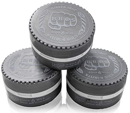 3x BROS Professionelles Aqua Wax Friseur Haarwachs Barber Shop (450ml, Grau)