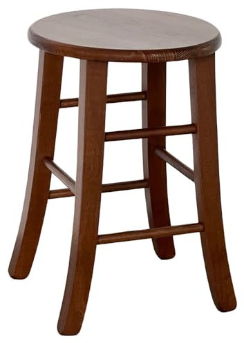 ANDICA Sgabello Tondo in Legno Massello, Sedia, Sgabellino per Bar, Ristoranti, Hotel, COLOR NOCE, H 47 CM
