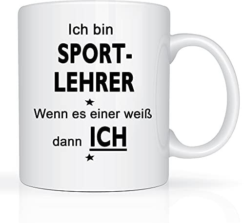 Print-Klex Berufstasse mit Sportlehrer Motiv Bedruckt Sportlehrer Tasse für Beruf Geschenk Kaffeebecher Geschenktasse Teetasse Arbeitstasse Arbeitsbecher mit Druck 330ml Beruf Tasse