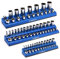 CASOMAN Magnetic Socket Organizer, 3 Piece Socket Holder Kit, 1/2-inch, 3/8-inch, 1/4-inch Drive, Holds 75 Metric Sockets, Blue Color, Professional Quality Tools Organizer, Socket Not Included