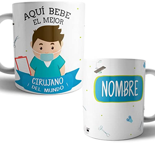 Kartoon Kase Taza Cirujano Original Personalizada con Nombre | Mejor del Mundo Taza Profesiones de Cafe Desayuno para Regalar (Cirujano)
