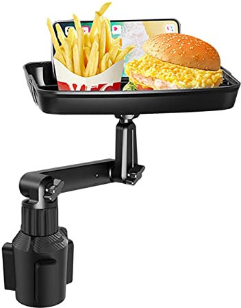 Cup Holder Tray Table, Car Drink Holders Tray, 360º Adjustable Stretchable Non-Slip Car Tray for Eating, Portable Car Interior Organizer Accessories