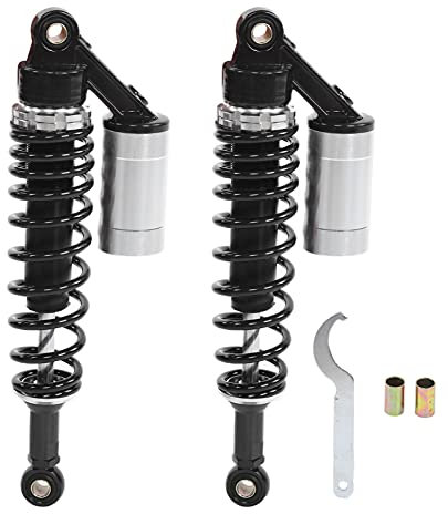 Pair 340mm Motorcycle Shock Absorber Air Shock Absorber Rear Spring Suspension Damper for ATV SUV (Black Silver)