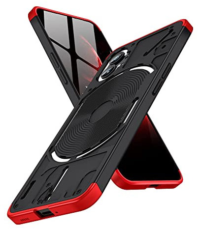 BRAND SET Handyhülle für Nothing Phone (1) Cover Matt PC Hülle Seidig Ultra Slim Fit Kratzschutz Case Hard Cover Case für Nothing Phone (1)-Rot Schwarz
