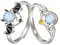 Angel And Devil's Wings Paarring Damen Mondstein Verstellbarer Offener Finger Herrenring Schmuck,RI22Y0415-3-4