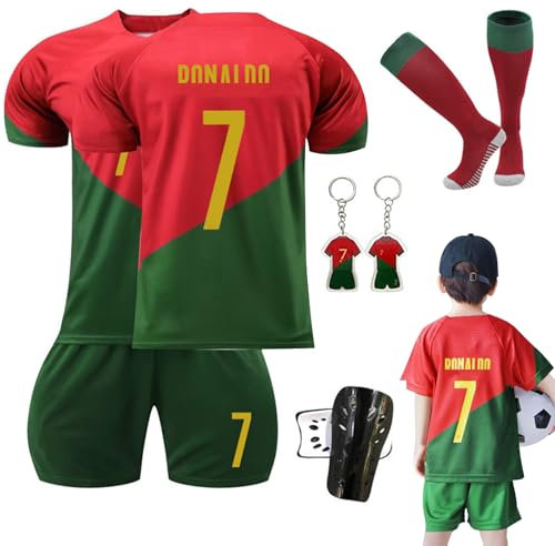 Ronronner Fußballtrikot für Kinder,Fußballtrikot,Kurzarmtrikot Shorts Set,Fussball Jersey Football Trikots,Nr.7,52Jersey Fußballtrikot mit Socken für Erwachsene und Kinder
