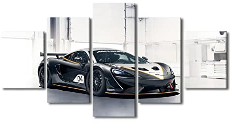 TUMOVO Leinwand-Wandkunst für Schlafzimmer Wohnzimmer Schwarz Sportwagen Moderne Wohnkultur Luxus Auto Malerei Bilder Super Auto Büro Wanddekoration Zeitgenössische Haus Kunstwerk Rahmen fertig zum