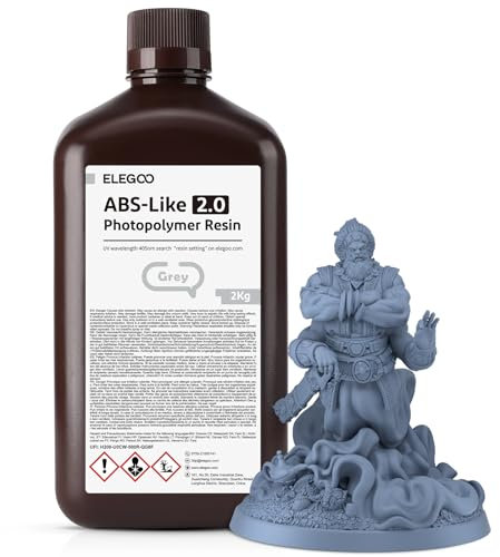 ELEGOO ABS Like Resin V2.0 Grau 2KG, 405nm LCD UV-Härtung 3D Drucker Resin 3D Printer Resin 3D Drucker Harz Sla Resin für LCD Resin 3D Drucker