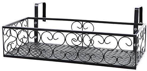 Xnferty Ferro Balcone Appeso Ringhiera Fioriera Cestino Arte Appeso Cesti di Fiori Ringhiera Scaffale Decorazione Appeso Balcone Vaso di Fiori Recinzione Metallo in Vaso Supporto Cestini Rettangolari