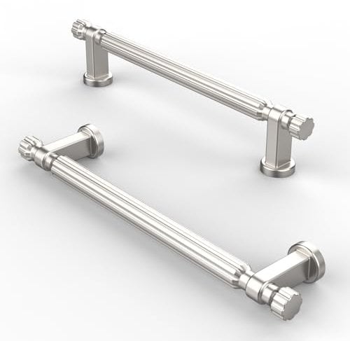 FURNIWARE Pack of 10 Cabinet Handles Brushed Nickel Kitchen Door Handles Hardware Drawer Pulls Kitchen Cabinet Door Handles Pull-128mm(5 Inch) Hole Center