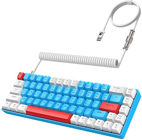 YINDIAO ZIYOULANG T8 60% Gaming Keyboard,68 Keys Compact Mini Wired Mechanical Keyboard with 18 Chroma RGB Backlit,Blue Switch,USB C Coiled Cable,for PC,Mac,PS4,XBOX