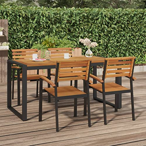 GuyAna Gartentisch mit Beinen in U-Form 160x80x75 cm Massivholz Akazie Gartentisch Wetterfest Tisch Garten Outdoor Gartentisch Outdoortisch 319516
