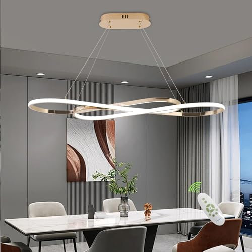 Moderne LED Pendelleuchte für Die Beleuchtung von Kücheninseln, Gold, Moderner Kronleuchter für Esszimmer, Leuchte über Dem Tisch, Höhenverstellbare Moderne Kronleuchterleuchte (Galvanisiertes Gold)