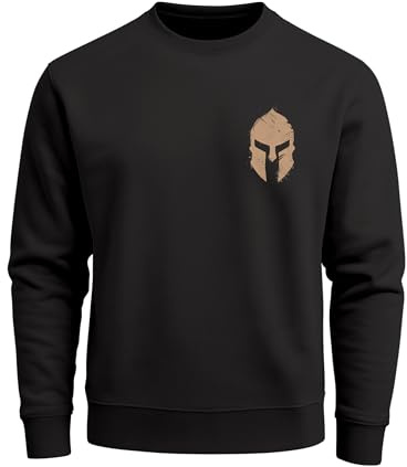 Neverless® Sweatshirt Herren Logo Print Sparta-Helm Spartaner Gladiator Krieger Warrior Rundhals-Pullover Fashion Streetwear