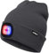 ATNKE LED Beleuchtete Mütze,Wiederaufladbare USB 4 LED Rot und Blau Leuchten Blinkender Laufmütze mit Licht Extrem Heller Lampe Winter Warme für Herren und Damen Geschenke/Noble Gray